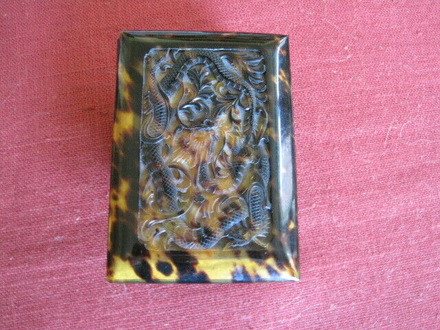 Antique Carved Faux Tortoise Shell Card Case C1900