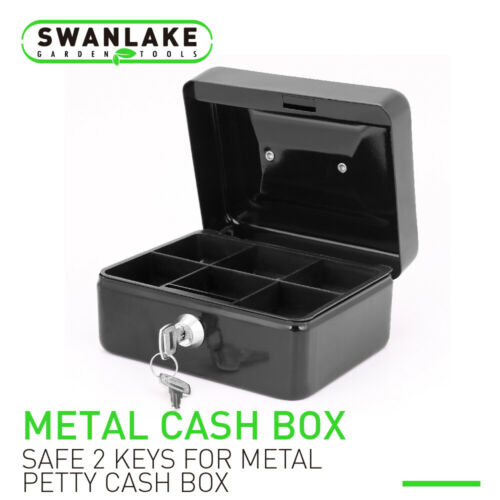 5" &6" Locking Cash Box Money Small Steel Lock Security Safe Storage Check Black