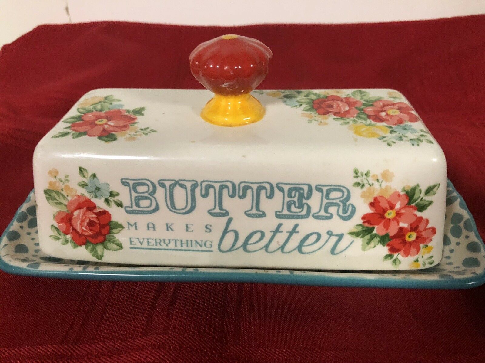 Beautiful Pioneer Woman Stoneware Butter Dish Makes Everything Better Roses