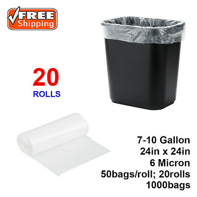 Sunnycare® 7-10 Gallon 6 Micron 24" X 24" High Density Can Liner/ Trash Bag 1000