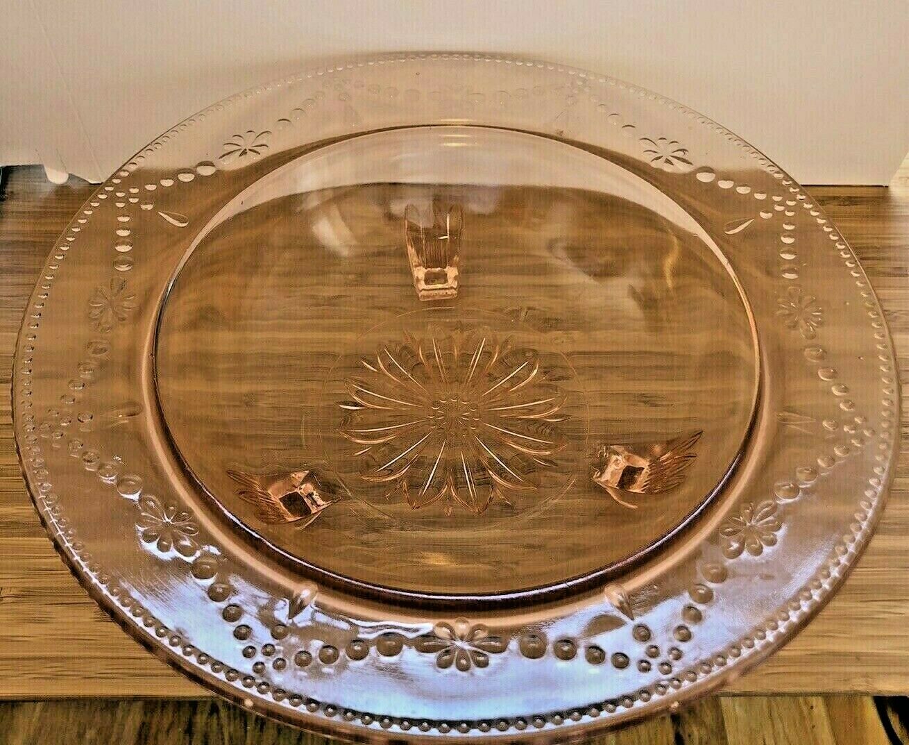 Vintage Pink Depression Glass U.s. Glass Company Donna Three Footed Console Bowl
