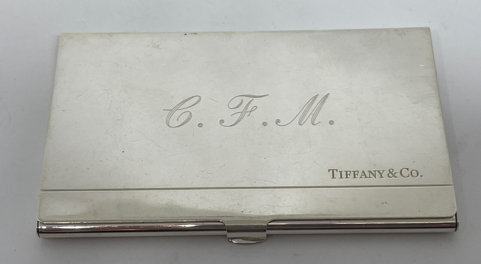 Vintage Tiffany & Co. Sterling Silver Business Card Holder  Monogrammed Cfm