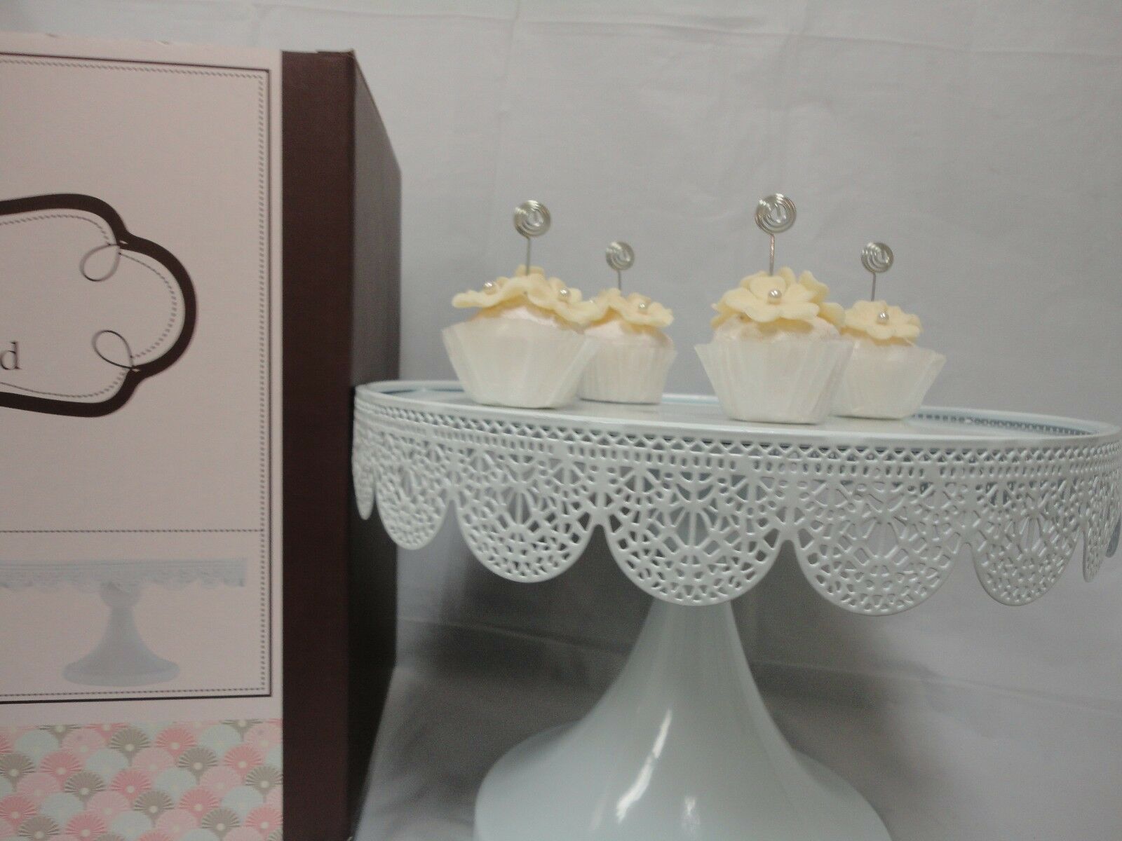 Round Cake Stand Metal White 9.5" Modern Dessert Wedding Birthday Party Event