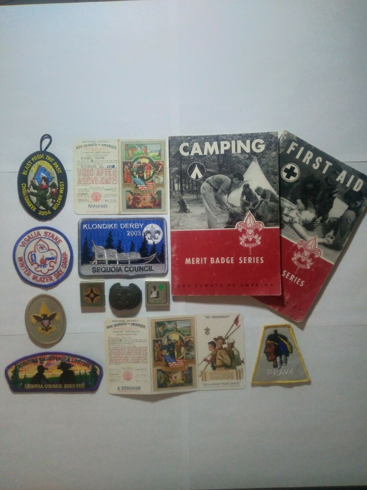 Vintage Collectors Lot Bsa Boy Scouts: Books, Patches, Slides, & Old Reg. Cards!