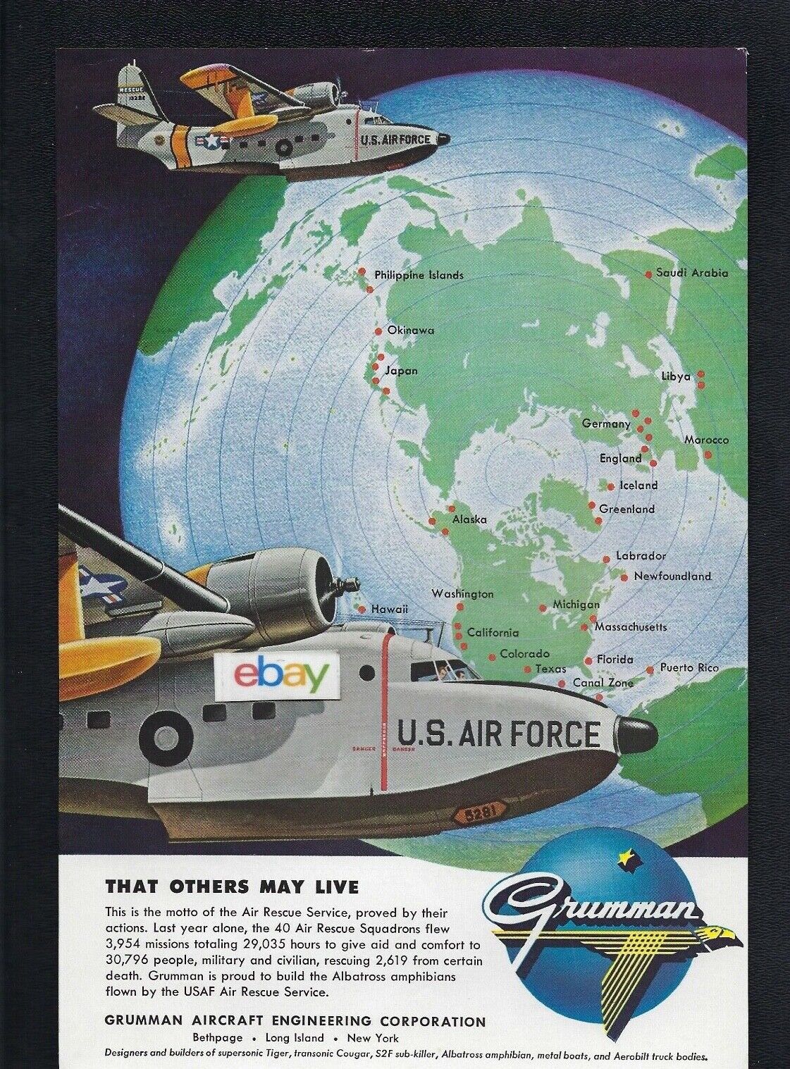 Grumman Aircraft Sa-16 Albatross For U.s.air Force So Others May Live Color Ad