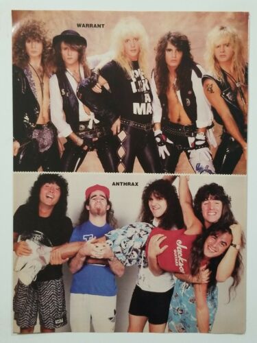 Warrant / Anthrax / Full Page Photo Pinup Poster Magazine Clipping