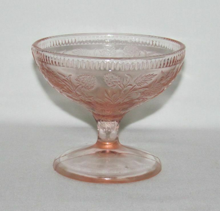 U.s. Glass Co. Strawberry Pink Low Footed Sherbet