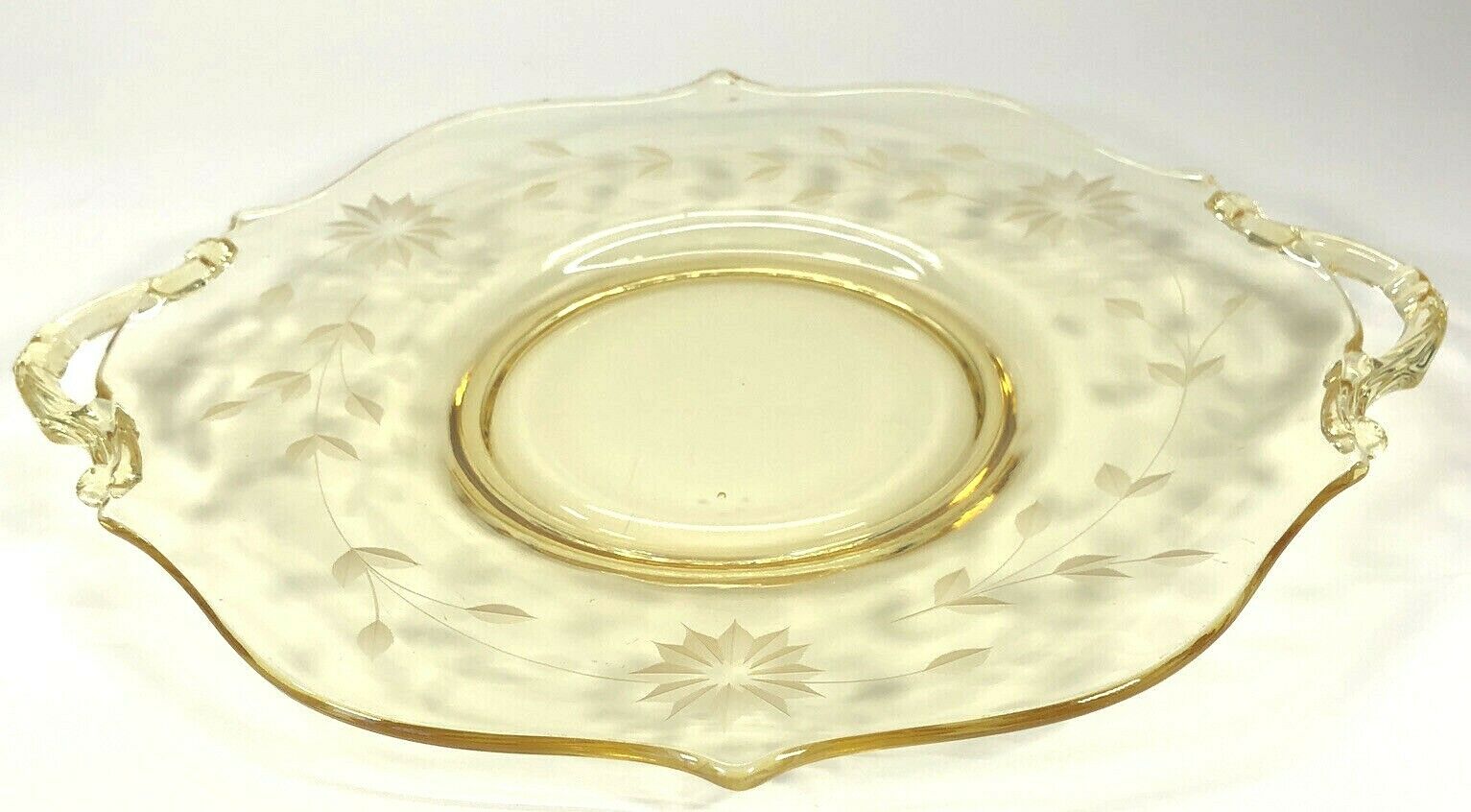 Lancaster Elegant Depression Glass Yellow "jubilee" Cake Tray Plate 1930's 11"