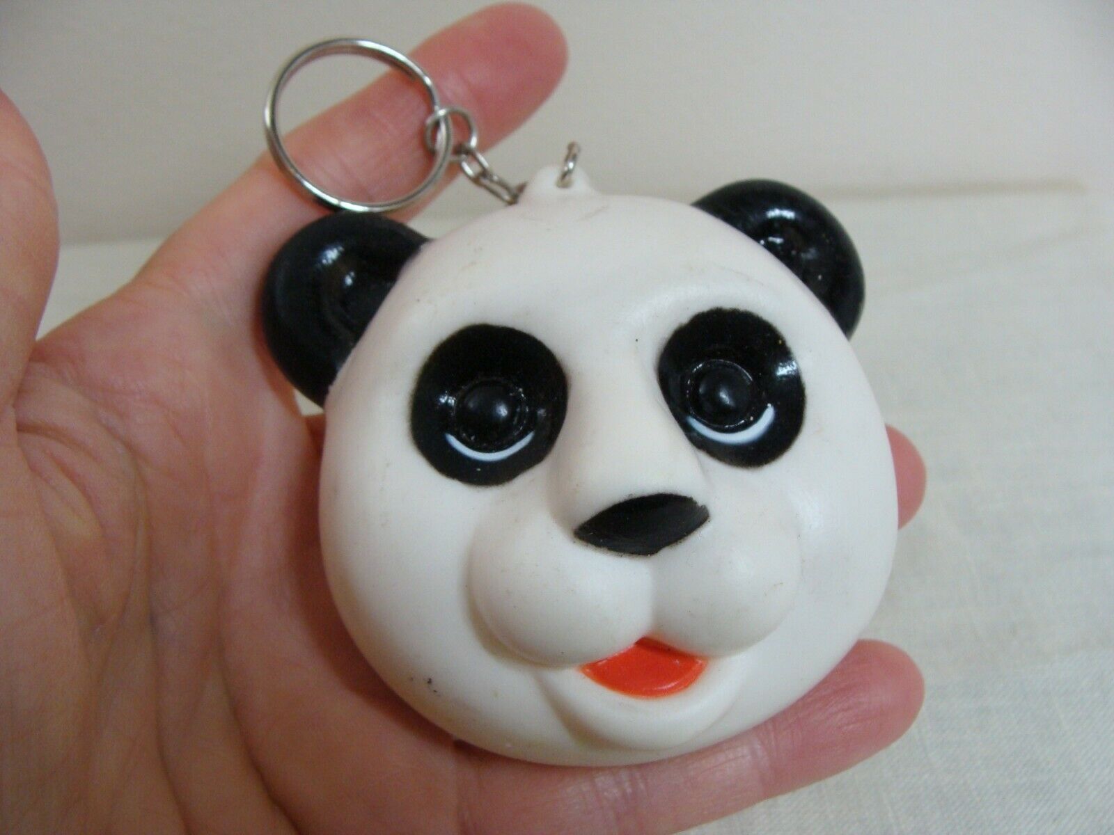 Vtg 3d Rubber Panda Bear Head Animal Coin Pinch Purse Holder Key Chain Backpack