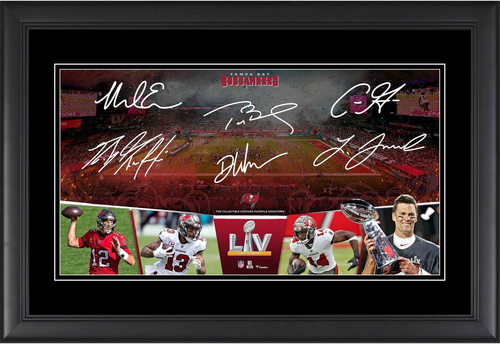 Tb Buccaneers Frmd 10" X 18" Sb Lv Champs Road To The Sb Pano & Facsimile Sigs