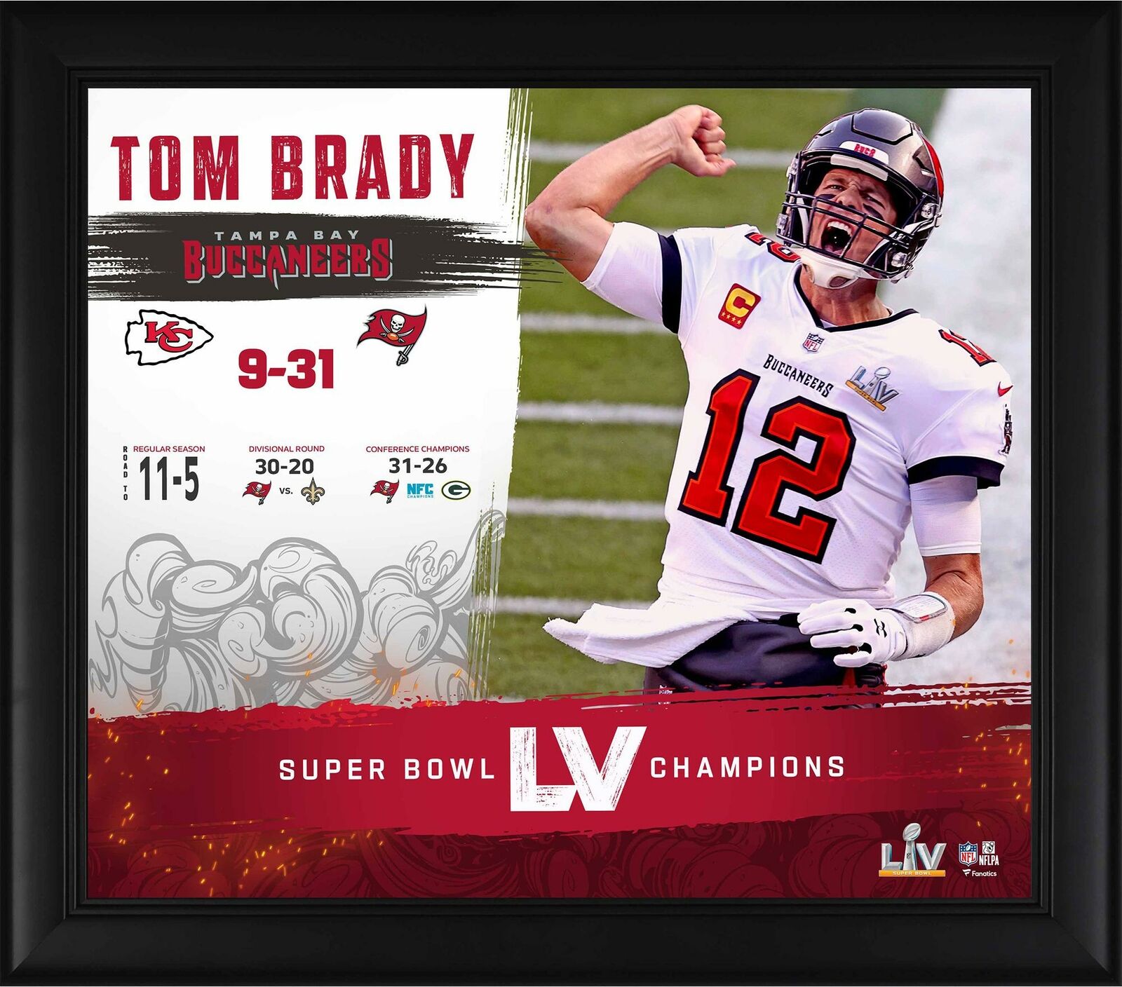 Tom Brady Tampa Bay Buccaneers Frmd 15" X 17" Super Bowl Lv Champs Collage