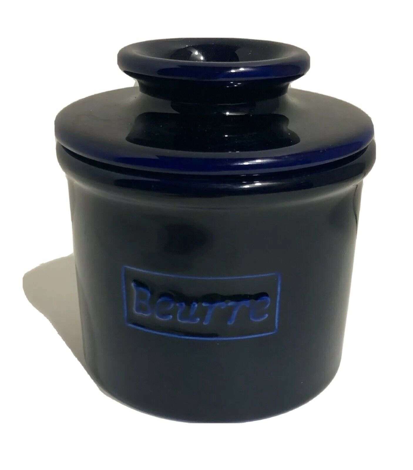 Butter Bell Crock By L.tremain 2013 French Ceramic Cobalt Blue Two Piece