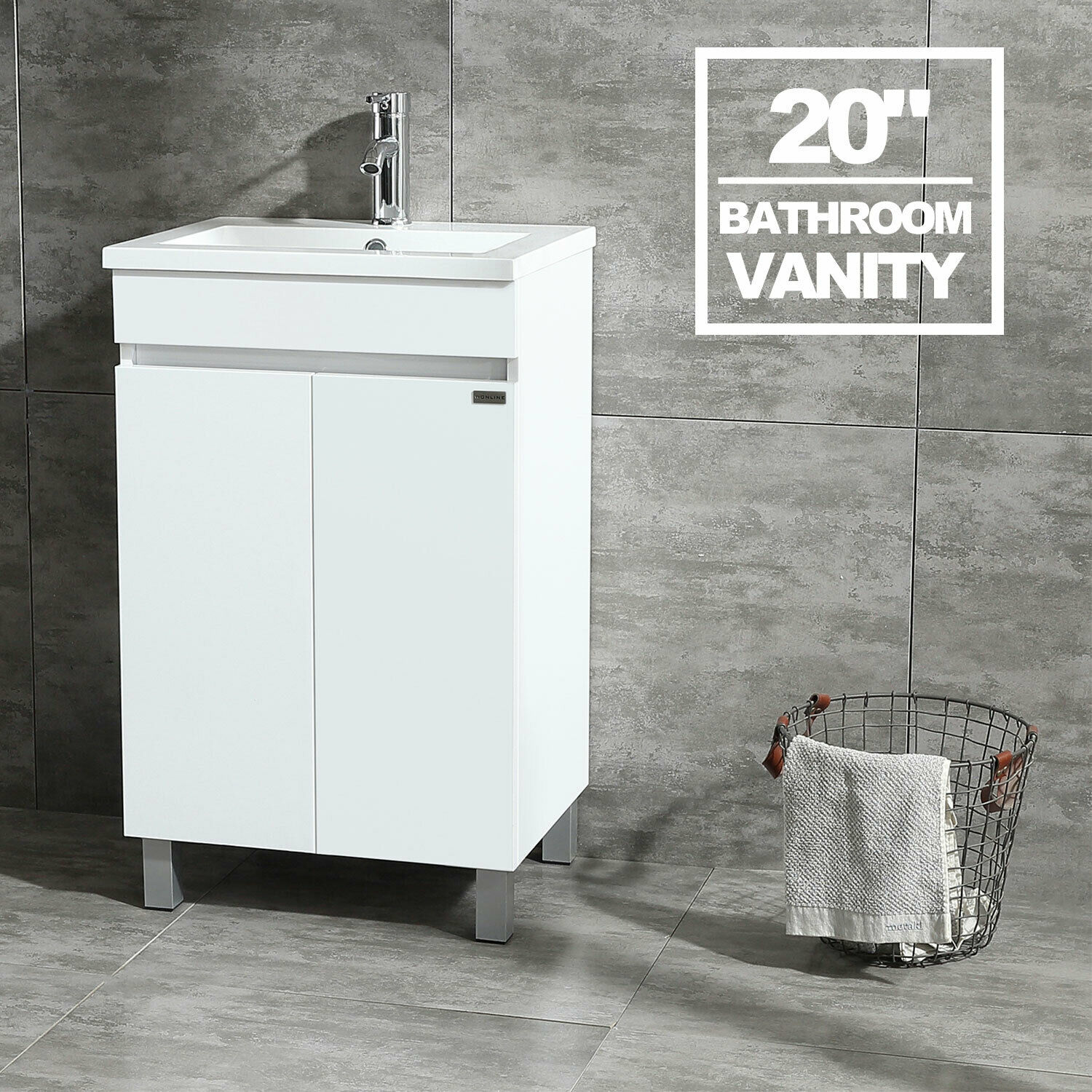 20" White Bathroom Vanity Cabinet Undermount Ceramic Vessel Sink Bowl Combo Us