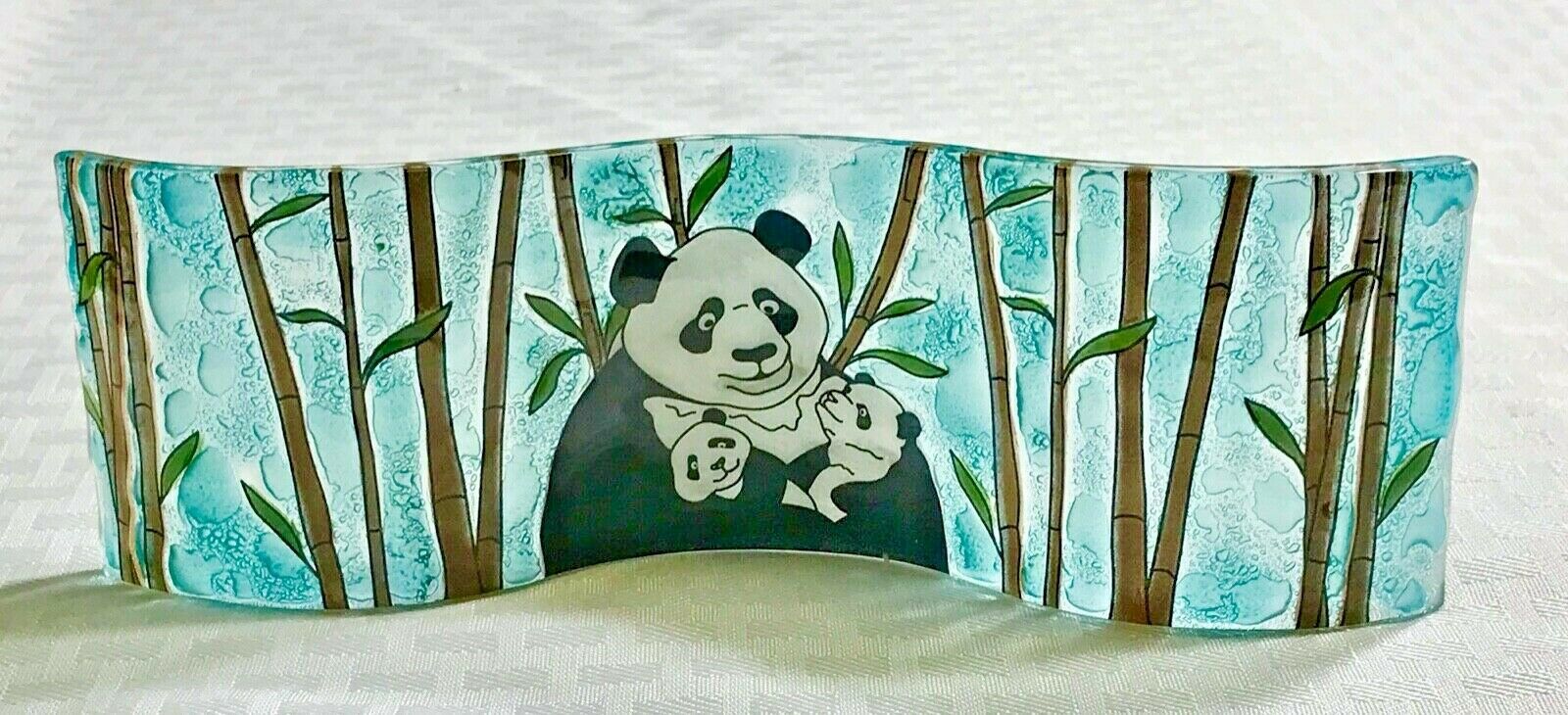 Panda Bear Family Glass Centerpiece