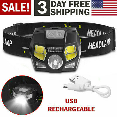 Usb Rechargeable Headlamp Flashlight Head Band Led Light Waterproof Outdoor Lamp