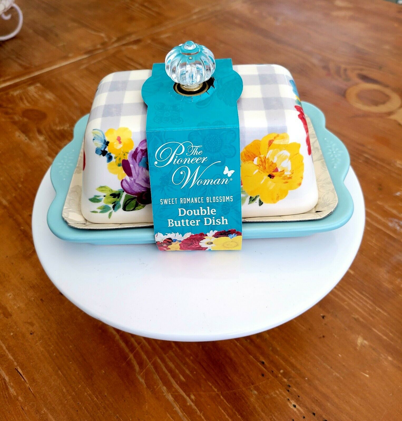 New Pioneer Woman Sweet Romance Blossoms Double Butter Dish