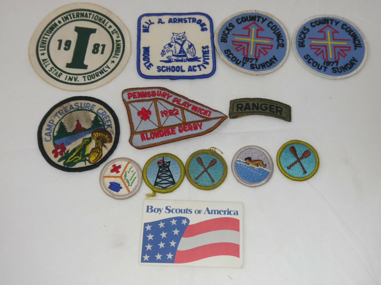 Lot Of 12 Vintage 1970's-80's Bsa Boy Scouts Patches & Certificate