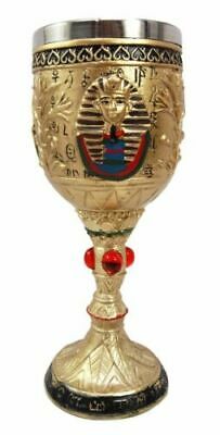 Golden Egyptian Pharaoh King Tut Resin Wine Goblet Chalice Stainless Steel Liner