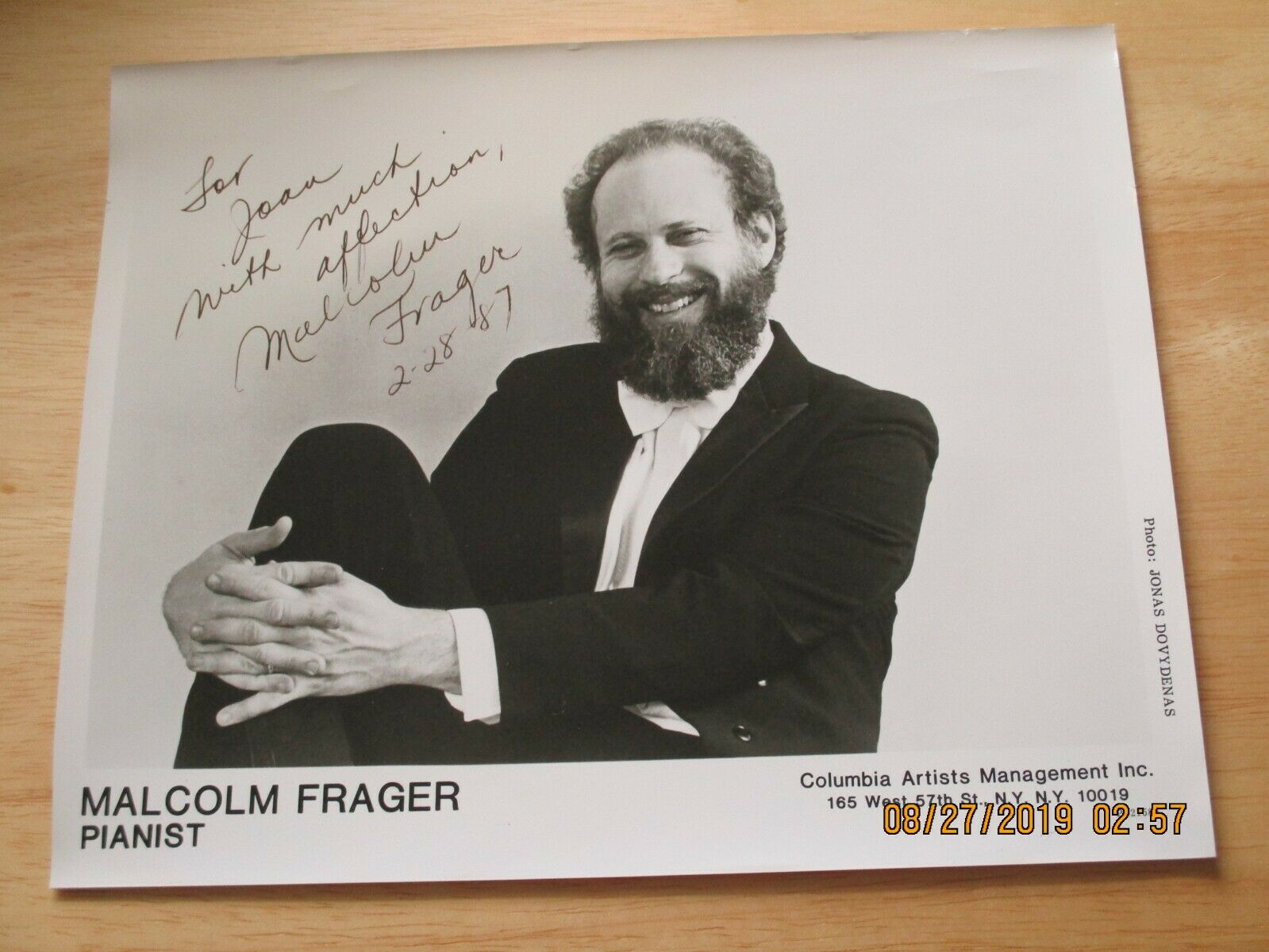 Malcolm Frager Inscribed/signed B/w 8" X 10" Glossy Photograph
