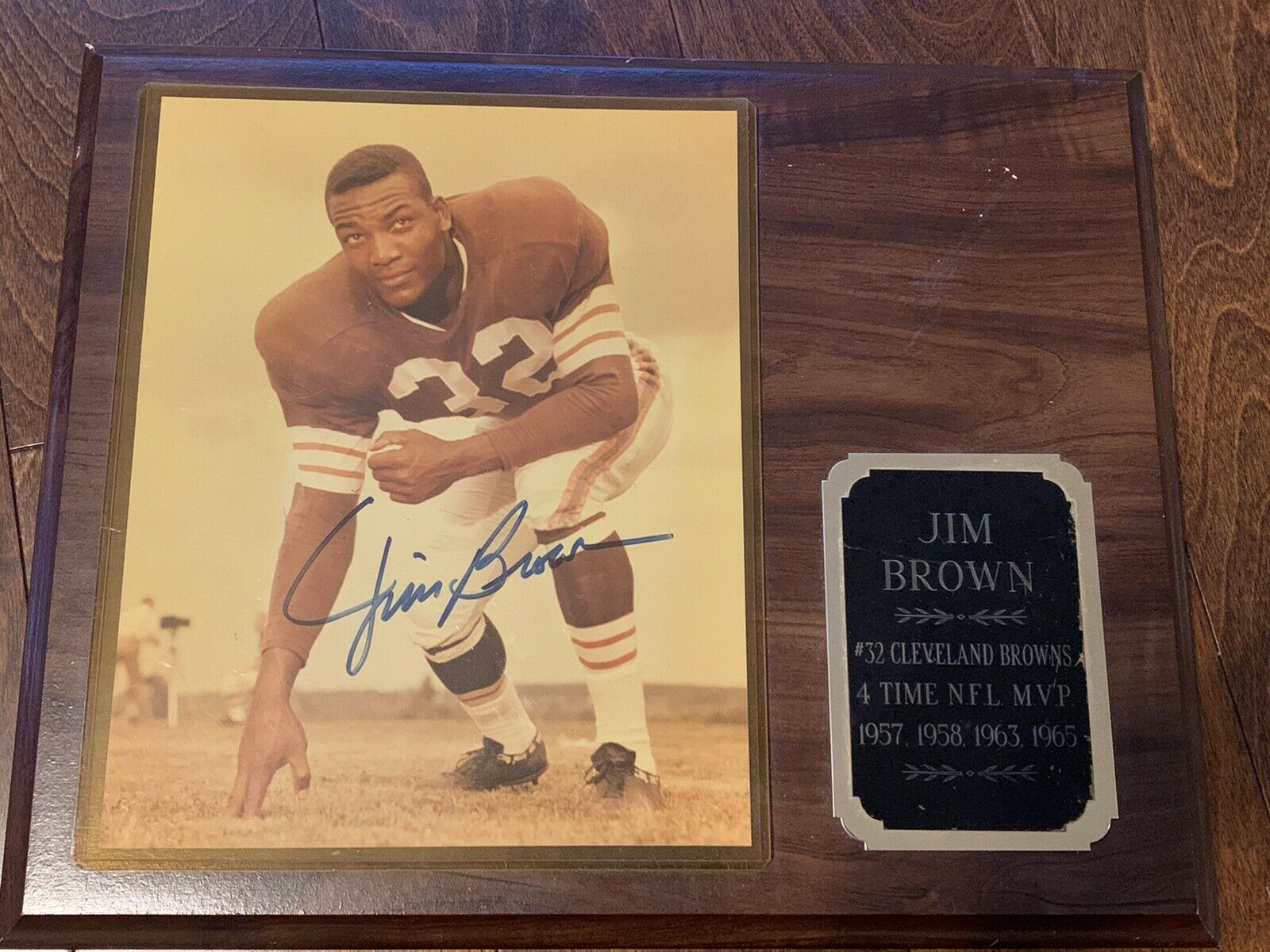 🏈 Large Jim Brown Autographed 15x12 Plaque(hof Browns Running Back) 🏈