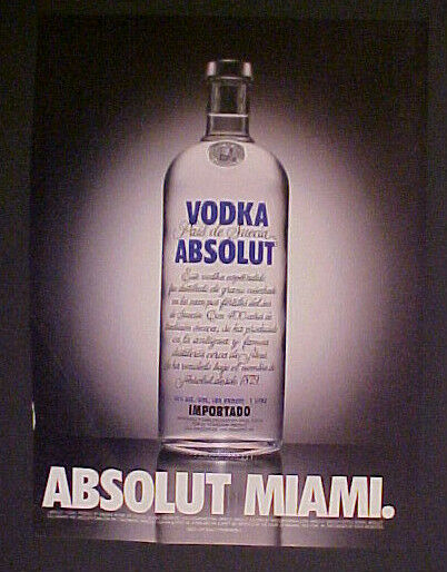 1999 Absolut Vodka~miami Florida City Photo Promo Trade Ad