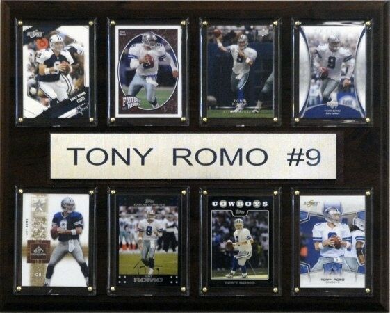 C & I Collectables 1215romo8c Nfl Tony Romo Dallas Cowboys 8 Card Plaque