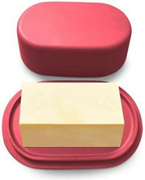 Modern Bamboo Red Butter Dish Lid Perfectly Sized Large Style Butters Storage