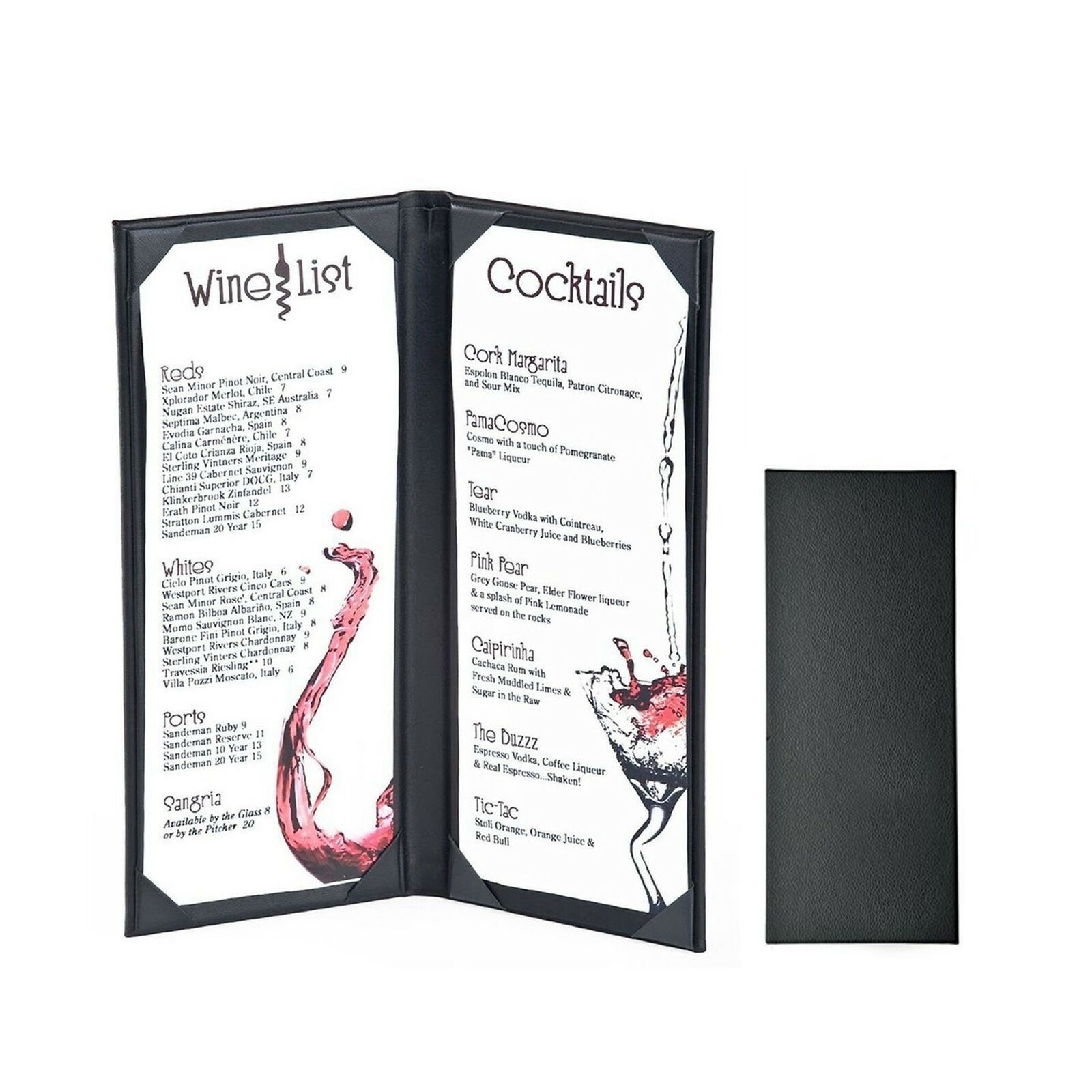 Menu Holder 3 Pack Menu Covers 2 View Leather Book Style Double Fold Panel Fo...