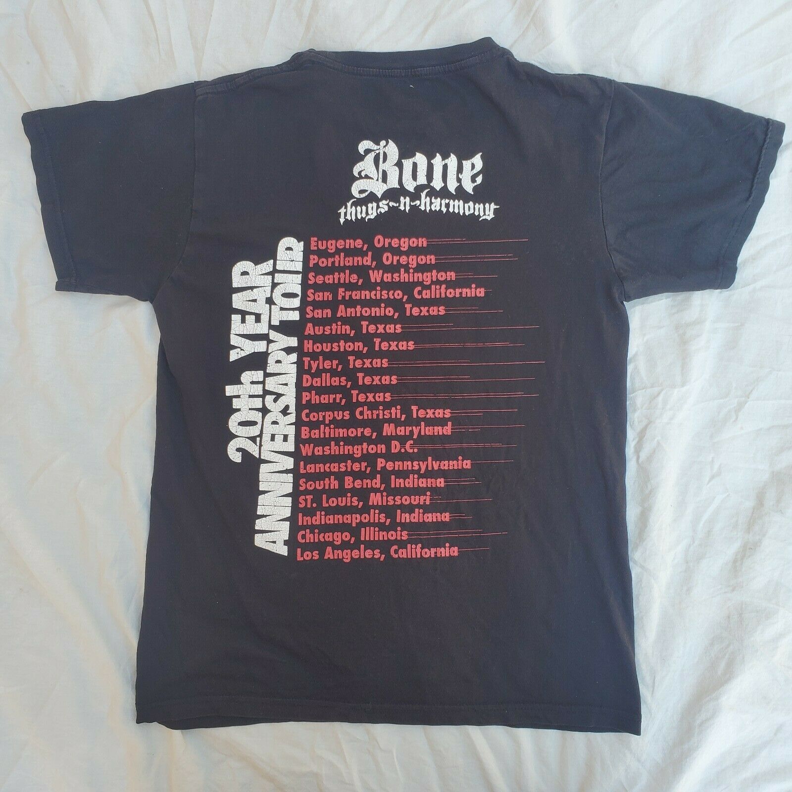 Bone Thugs-n-harmony 20th Anniversary Tour T Shirt The Life Apparel  Black Sz S