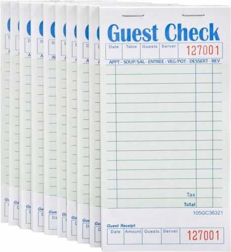 Stock Your Home Guest Check Books(10 Pk) 50 Checks Per Book For Total 500 Checks