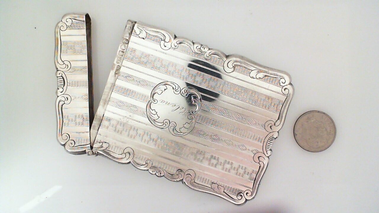 Antique Victorian Sterling Silver Calling Card Case Circa 1890 Eng. Helena 40.4