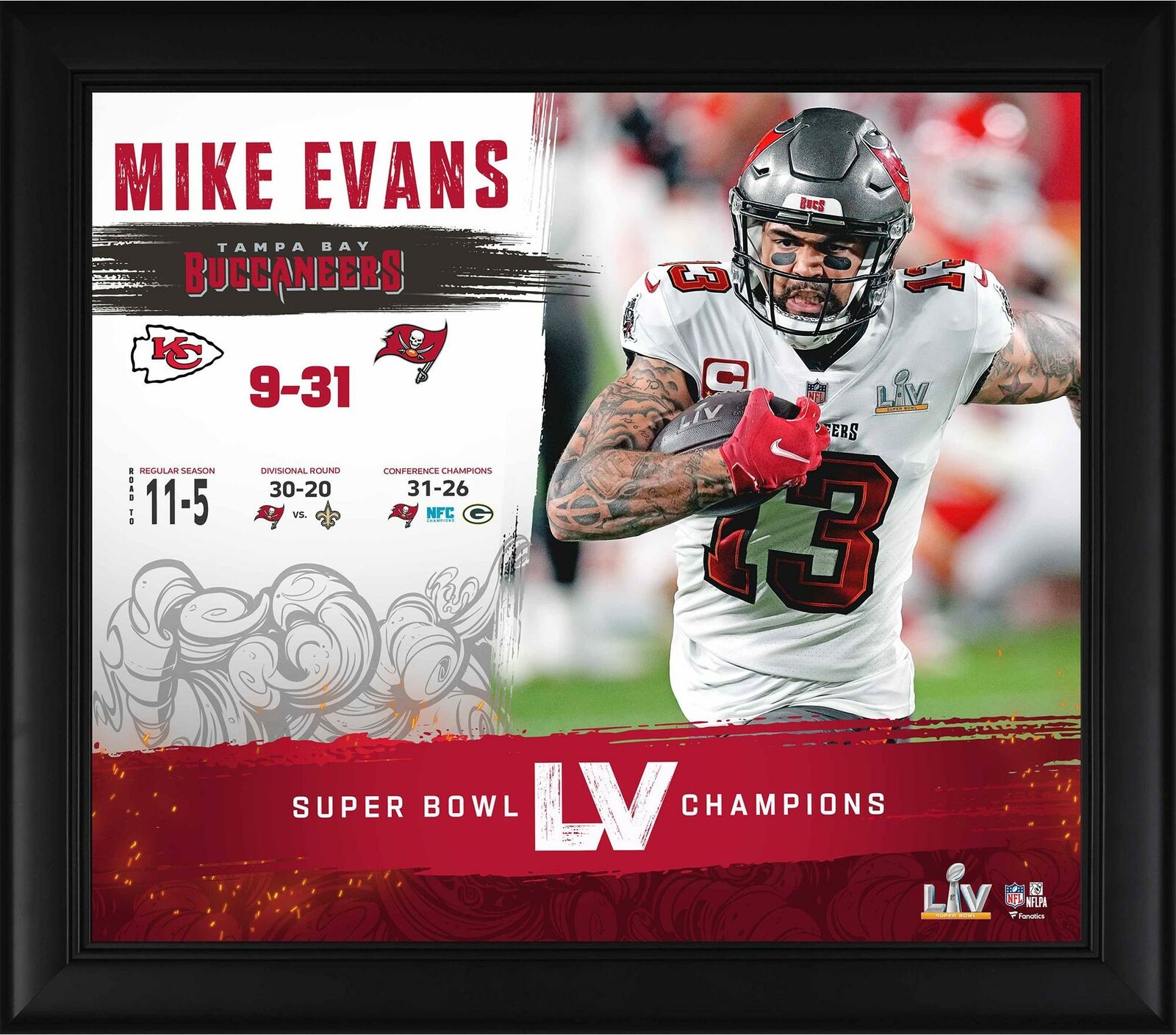 Mike Evans Tampa Bay Buccaneers Frmd 15" X 17" Super Bowl Lv Champs Collage