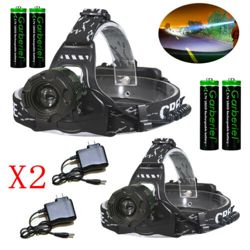 990000lm Zoomable Headlamp T6 Led Headlight Flashlight +charger+battery Us