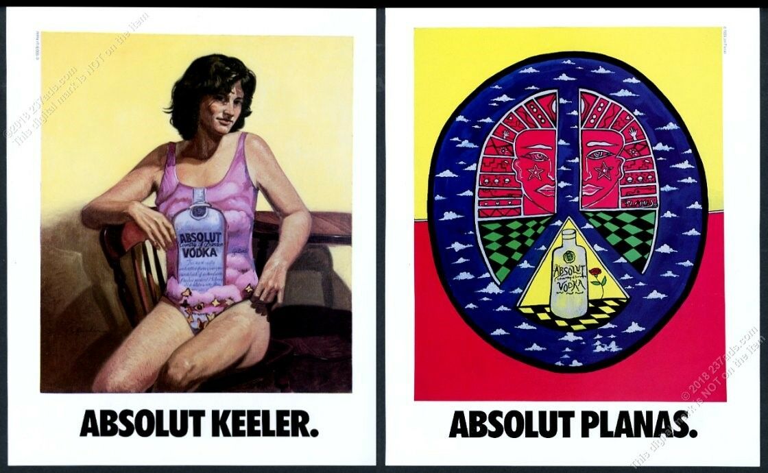 1991 Absolut Vodka Brian Keeler And Jon Planas Bottle Art Vintage Print Ad