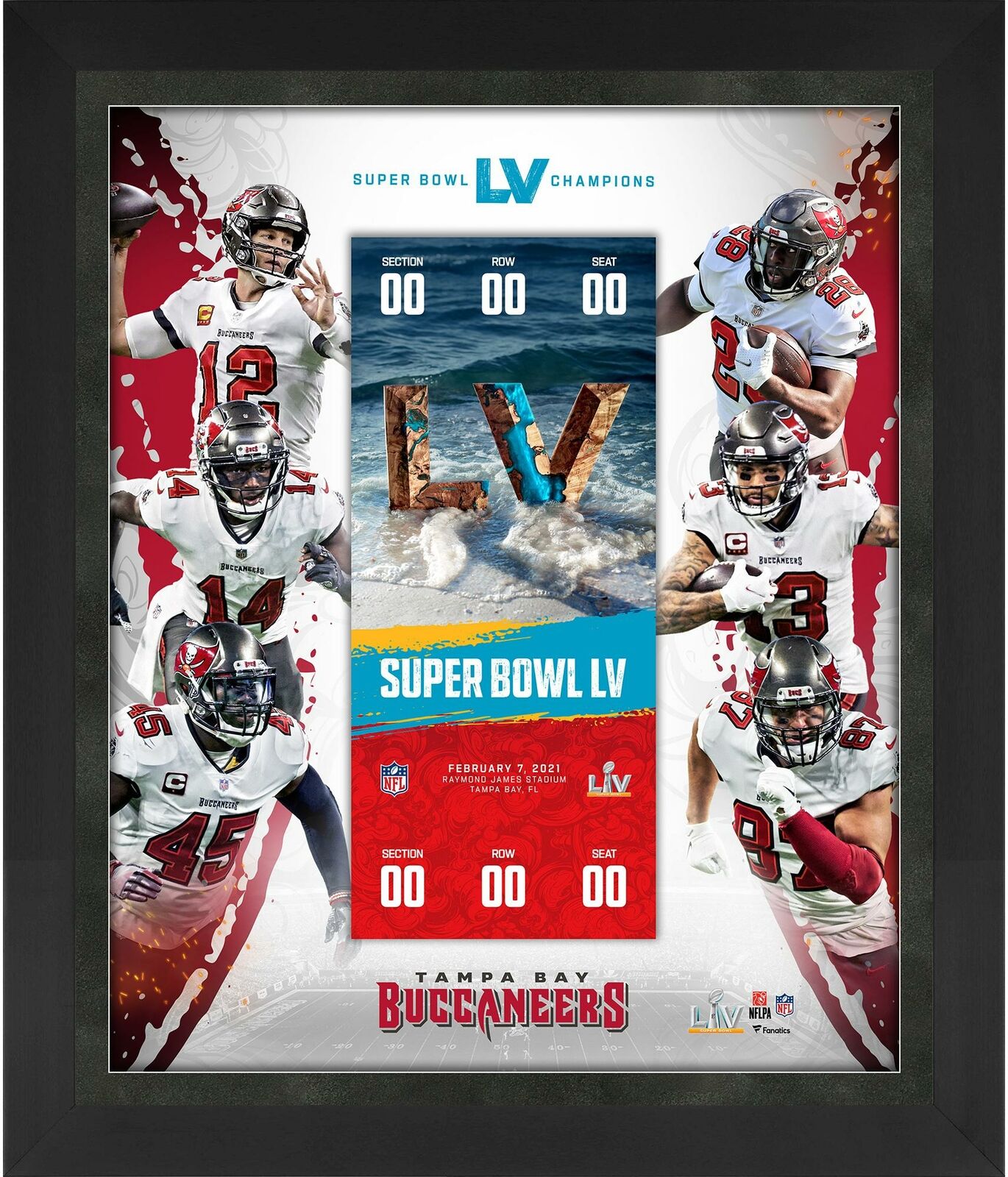 Tampa Bay Buccaneers Frmd 23" X 27" Super Bowl Lv Champs Floating Ticket Collage