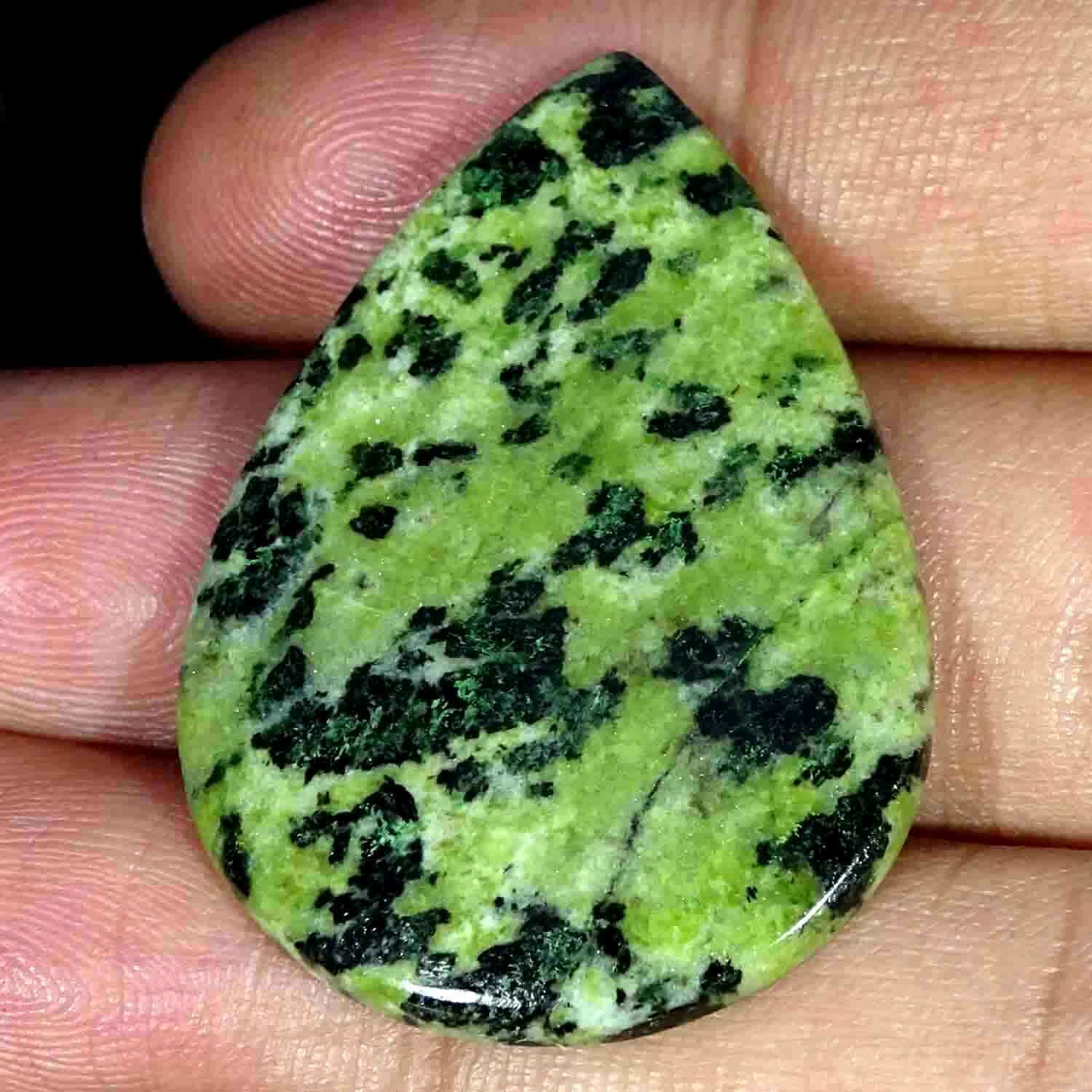 33.40cts. 100% Natural Royal Canadian Jade Pear Cabochon Loose Gemstone