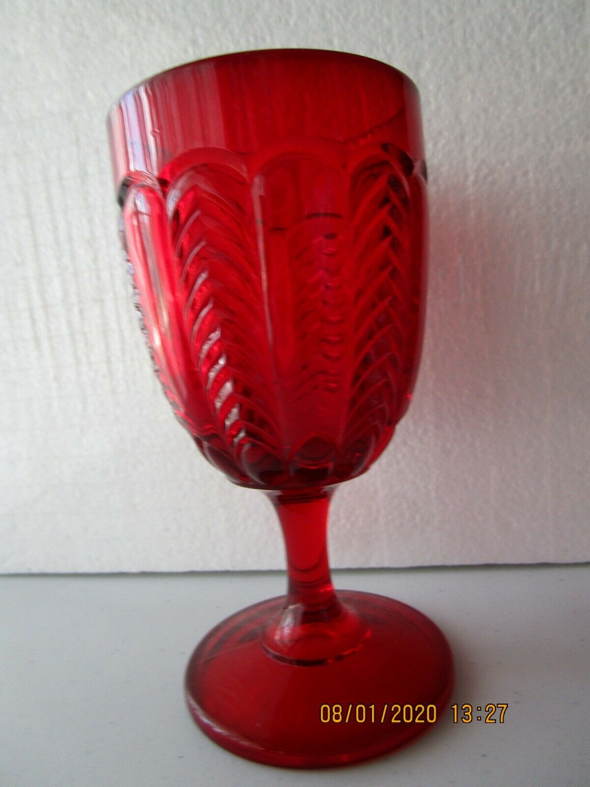 U.s. Glass Florida Pattern Reproduction Ruby Red Goblet