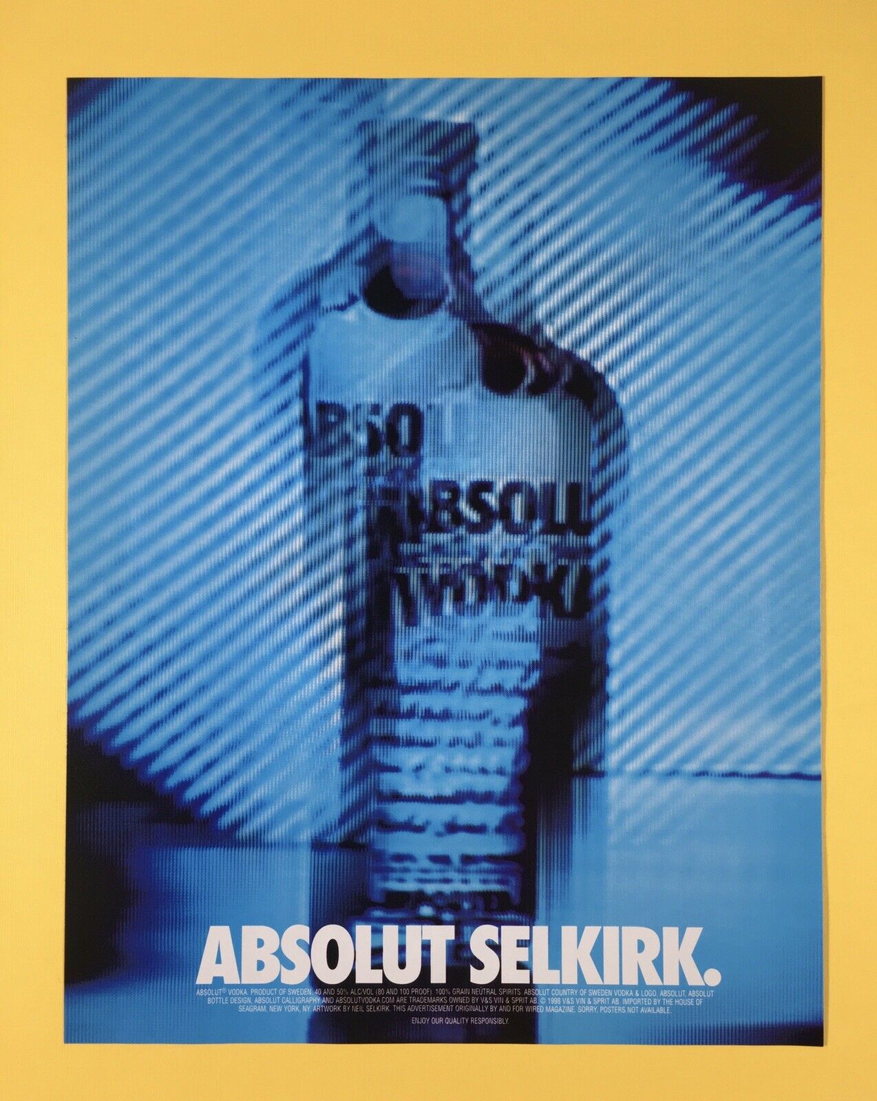 1998 Absolut Selkirk Vodka Ad