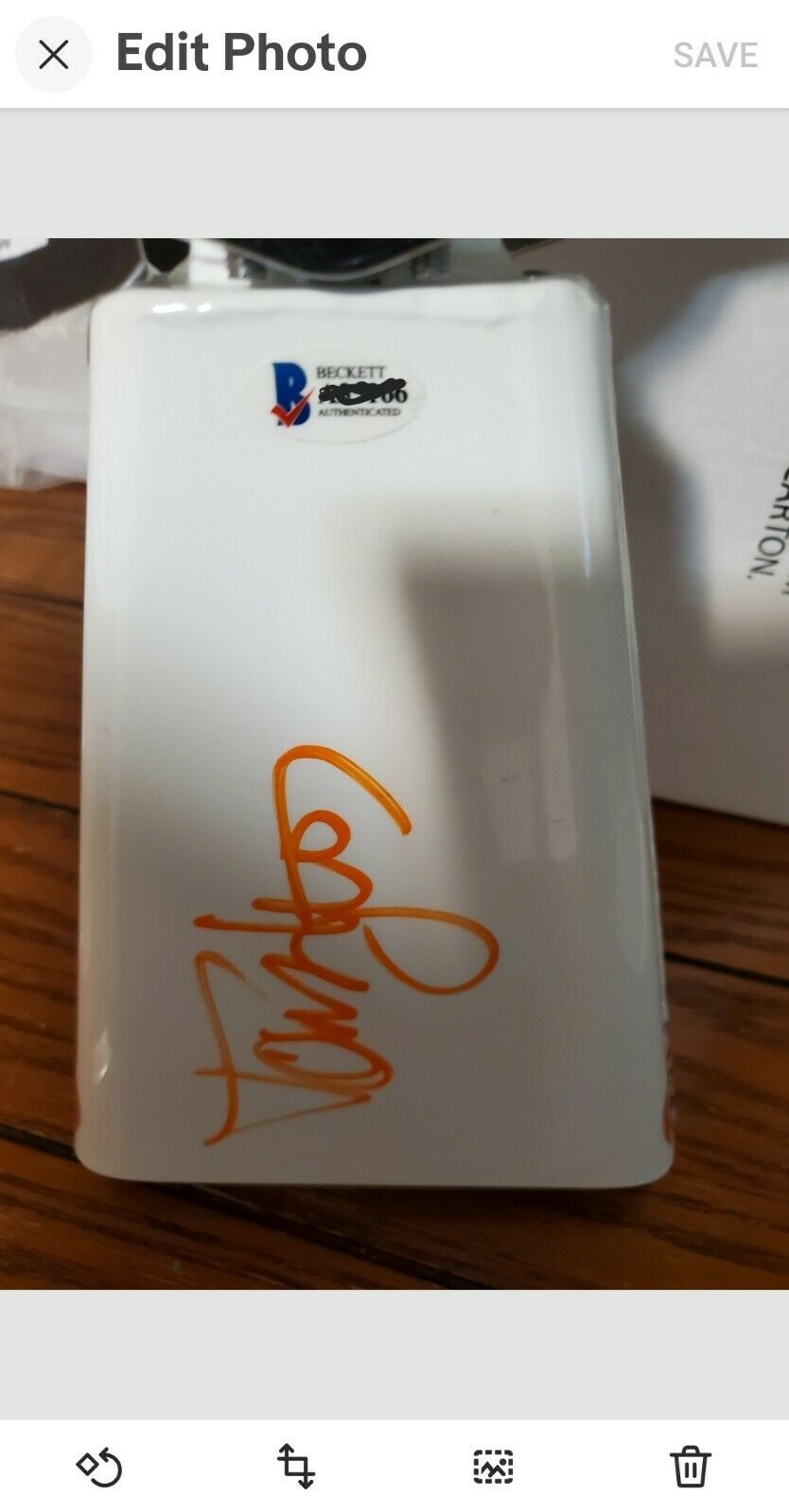 Tommy Lee Motley Crue Drum Cowbell Autographed Hand Signed Orange Beckett Loa!!