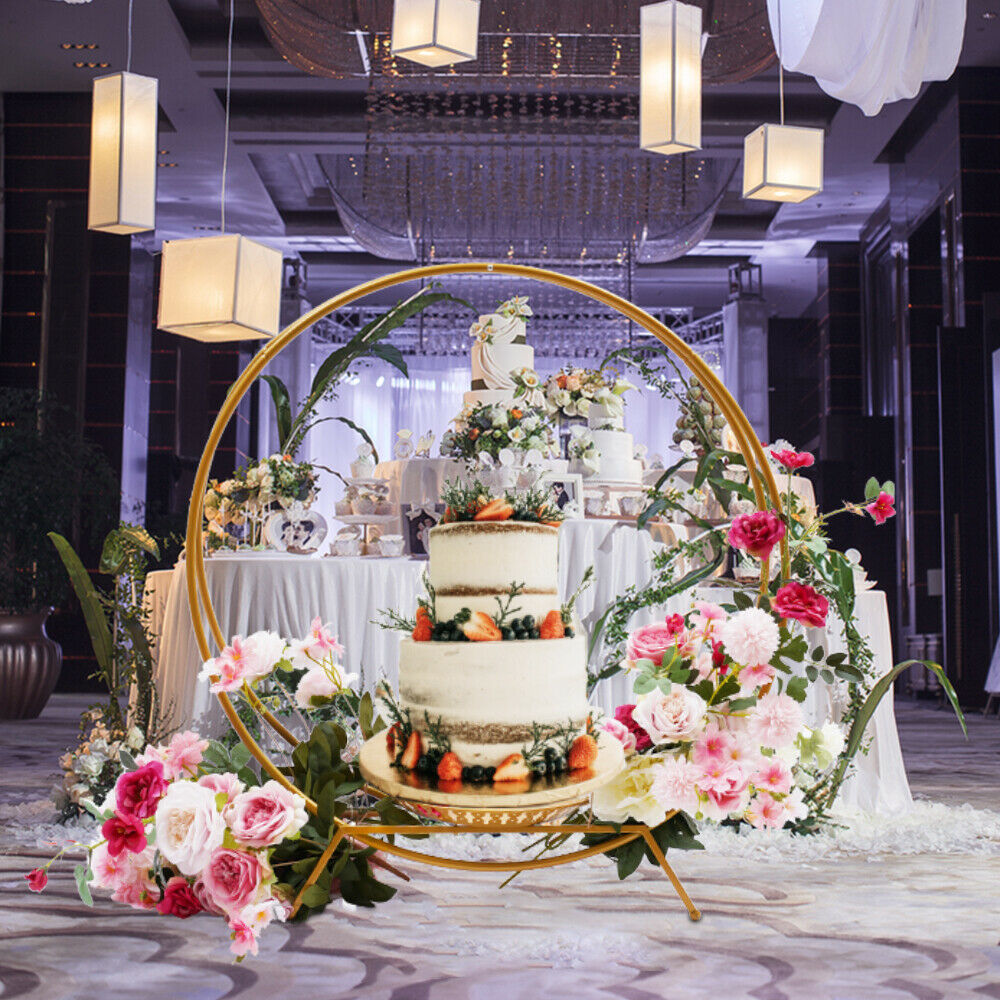 80cm Modern Double Ring Wedding Cake Stand Flower Floral Hoop Party Decor Iron