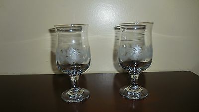 Two 6 1/2" 8 Oz Footed  Etched Glass Goblets