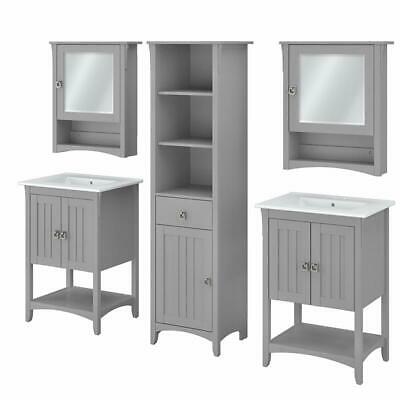 Salinas 48w Double Vanity Set With Sinks And Storage In Gray - Engineered Wood