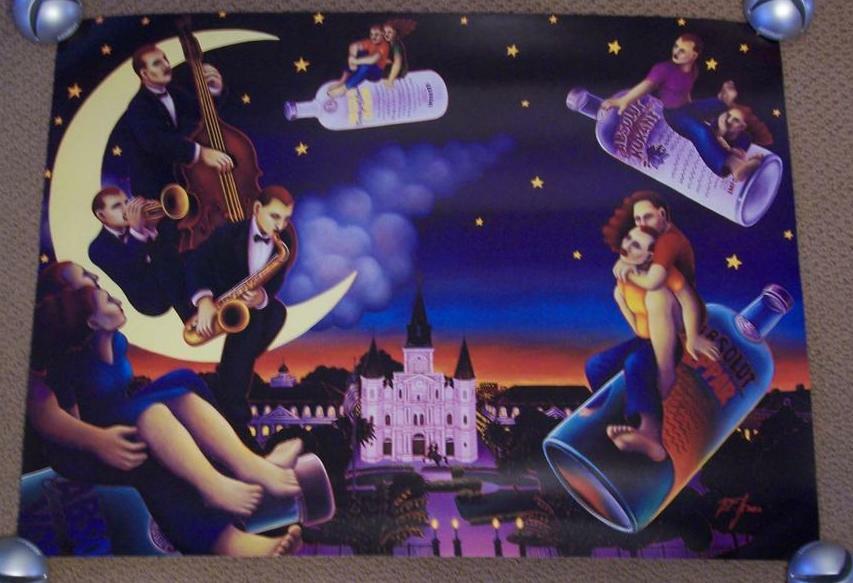 Absolut Vodka Poster New Orleans Louisiana Jazz Music B.f. Jonas Bill 20" X 28"