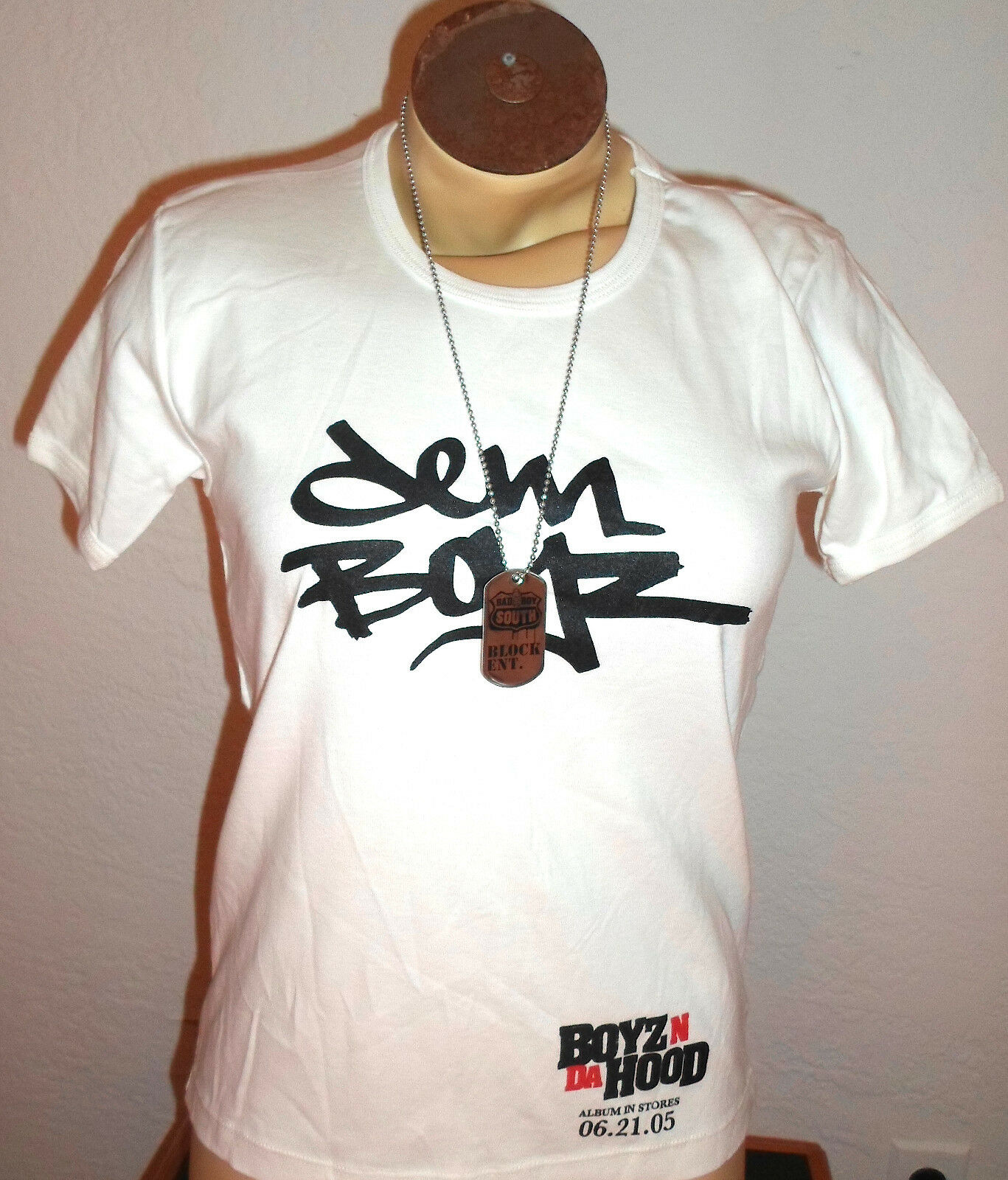 Boyz N Da Hood Dem Boyz Promo T-shirt W/dogtag (2005, Girls Lg) New Never Worn