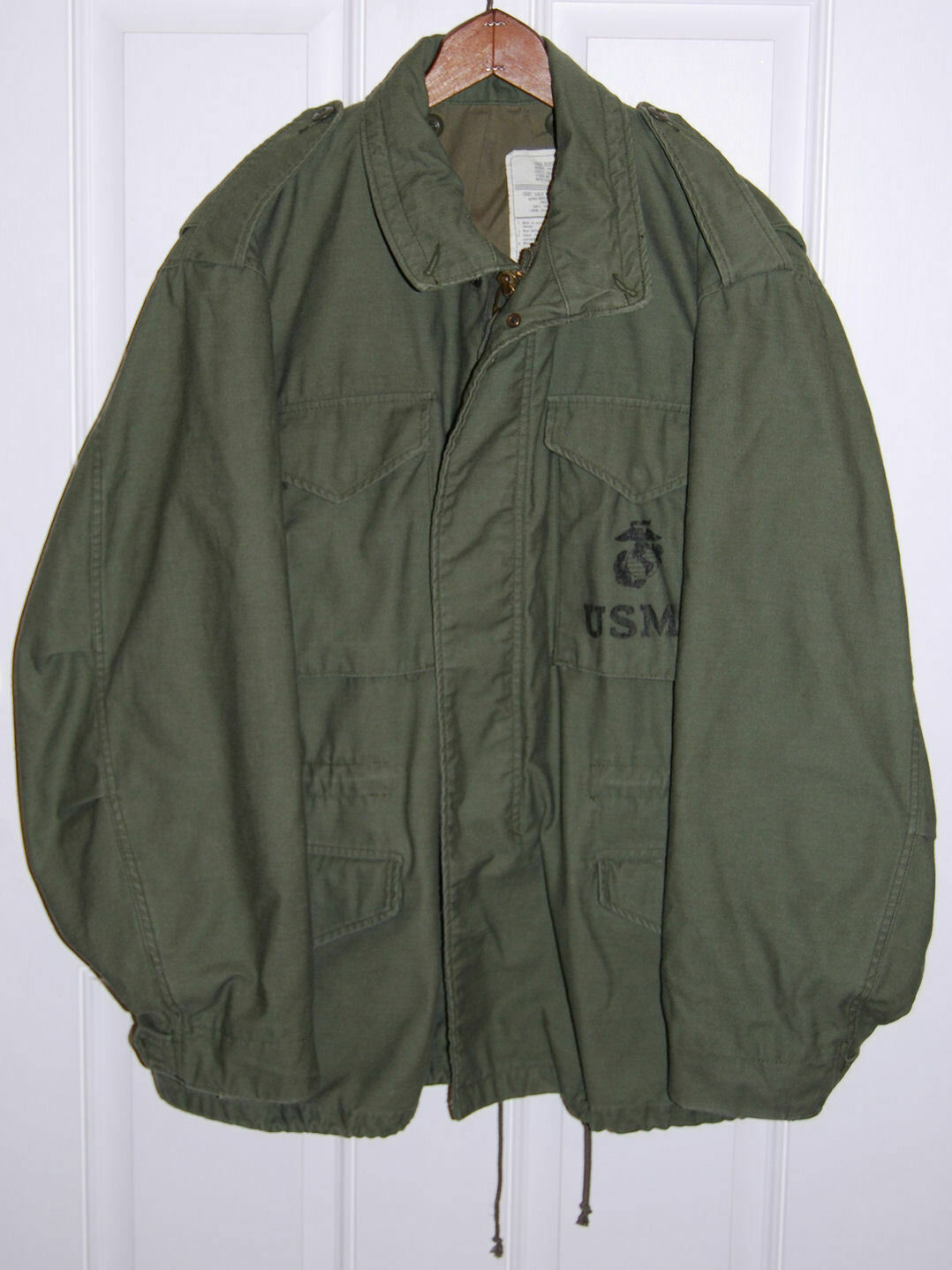 Vintage Named Usmc Stenciled M1965 Alpha Cold Weather Field Jacket Large Size
