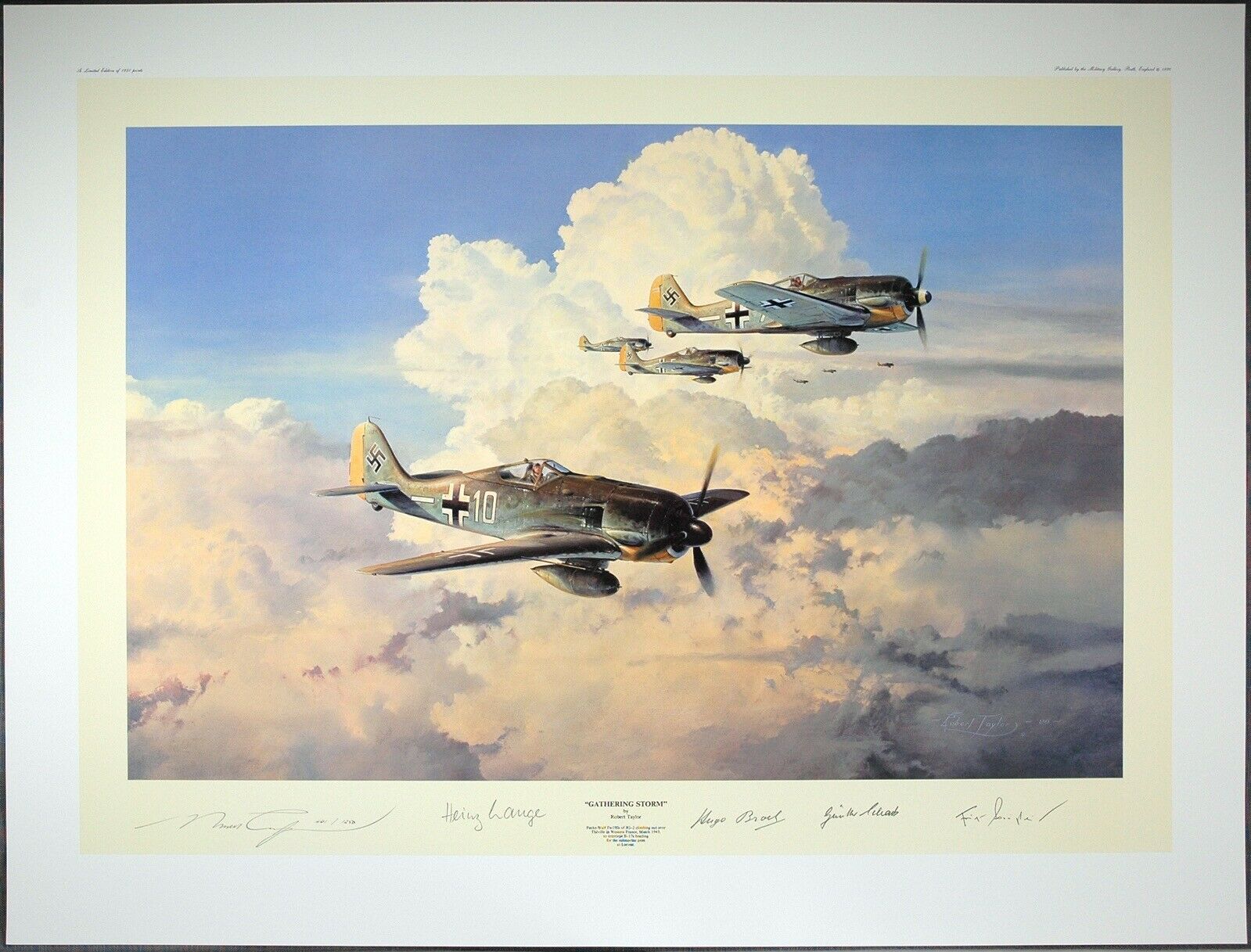 Robert Taylor Gathering Storm Le Art—signed By 4 Luftwaffe Knight’s Cross Pilots