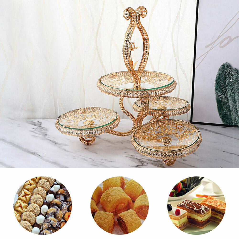Wedding Dessert Tray Cake Stand Snack Candy Cupcakes Display Plate Decor Gold Us