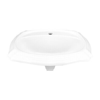 Rok Crater Oval Drop-in Bathroom Vanity Sink 22" X 18-1/8" White Porcelain
