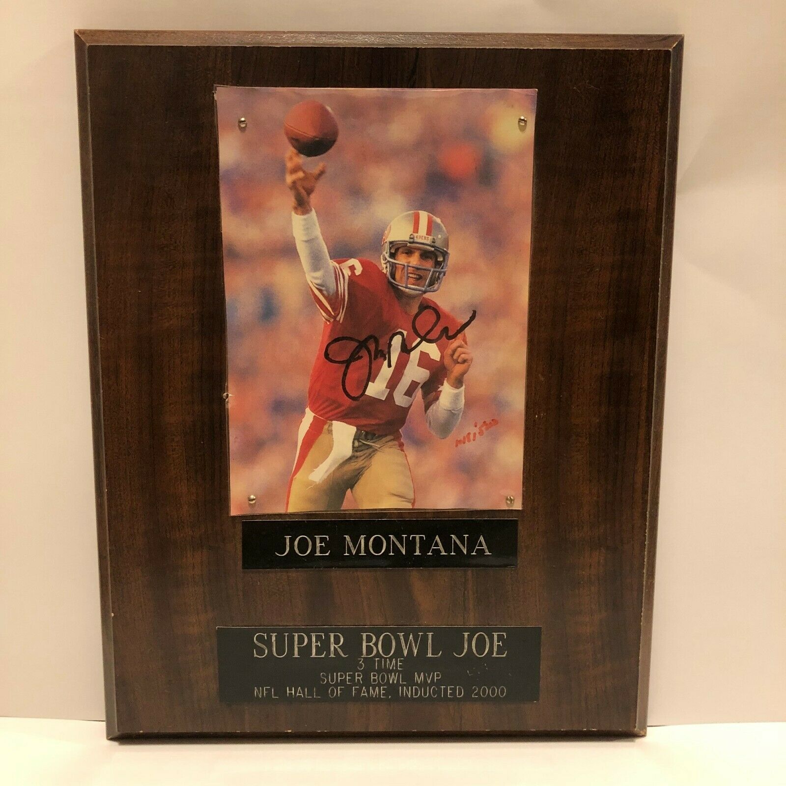 Joe Montana Autographed Plaque Certificate Of Authenticity Christmas Gift