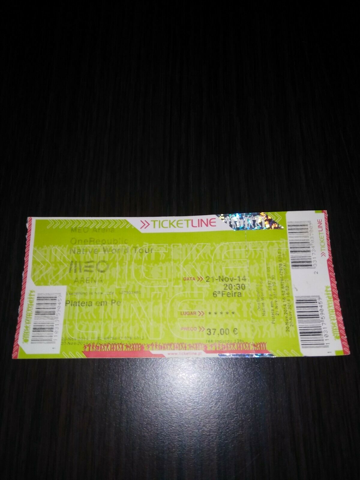 One Republic Native World Tour 2014 Portugal Concert Ticket Meo Arena Rare